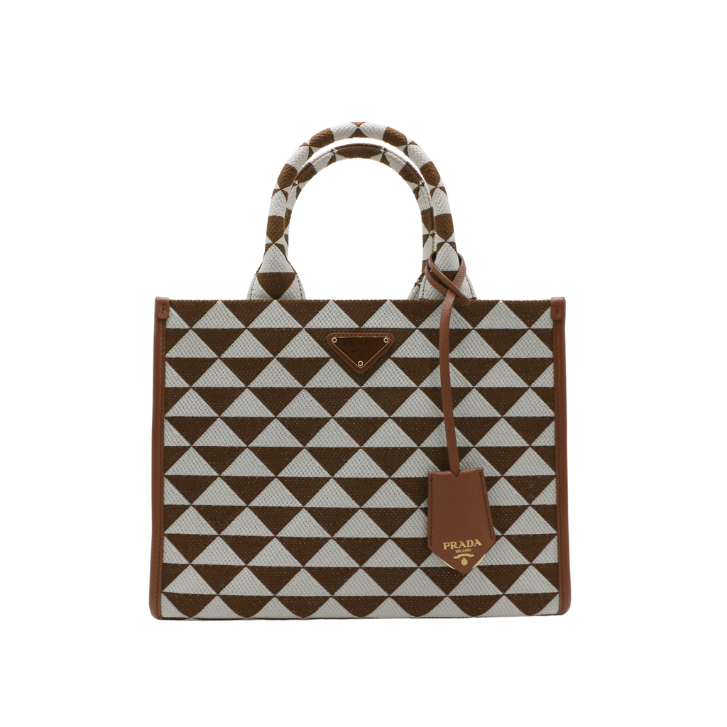 Prada Jacquard Saffiano Triangolo Symbole Embroidered Small Tote